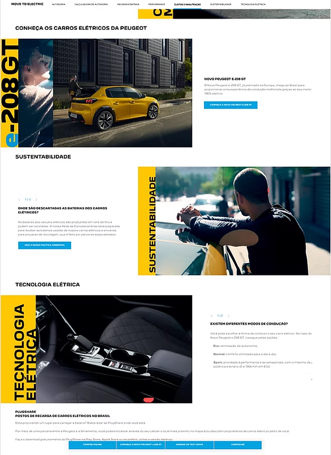 Electrification Guide: the electric cars section, sustainability, electric technology with driving modes, and where to find charging points.